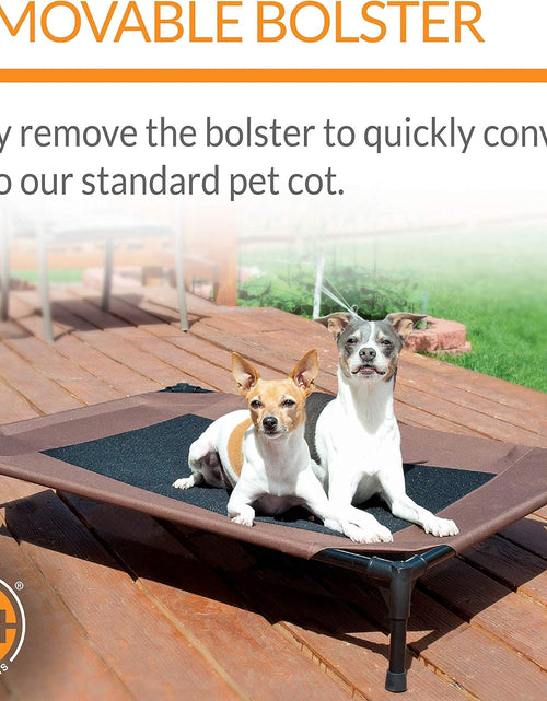 Load image into Gallery viewer, Original Bolster Pet Cot Outdoor Elevated Dog Bed with Removable Bolsters - Chocolate/Black Mesh
