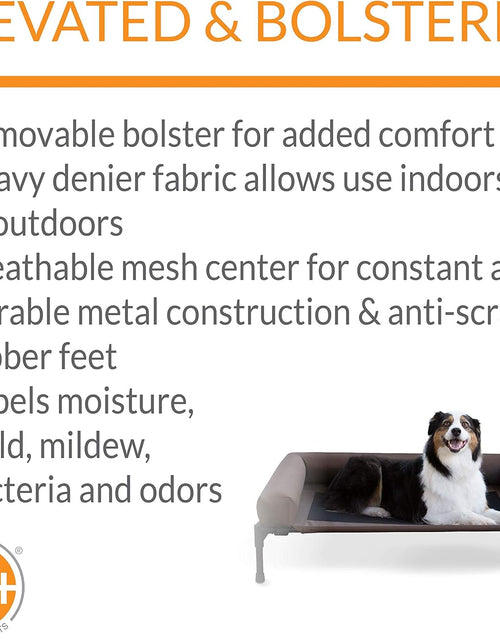 Load image into Gallery viewer, Original Bolster Pet Cot Outdoor Elevated Dog Bed with Removable Bolsters - Chocolate/Black Mesh
