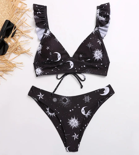 Sunflower Printed Bikini Set Sexy Swimwear Women 2021 Mujer Push up Padded Biquini Bathers Bandage Bathing Suit Swimsuit Bikini