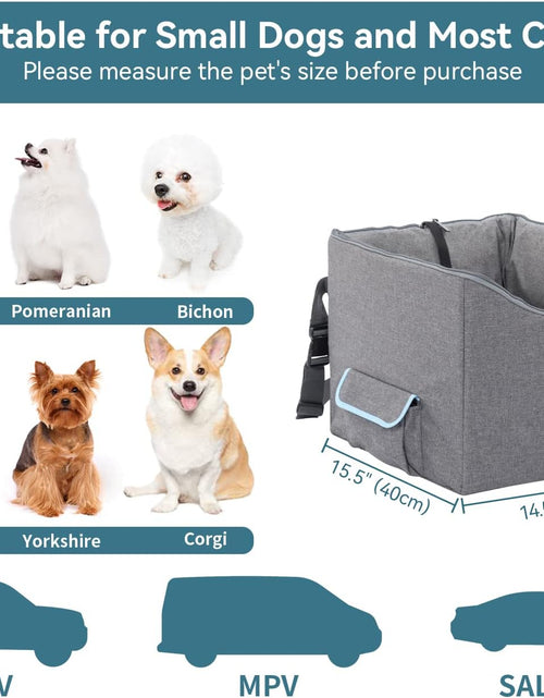 Load image into Gallery viewer, Small Dog Car Seat, Pet Travel Car Booster Seat with Safety Belt, Washable Double-Sided Cushion and Storage Pocket for Small Pet (Small, Light Grey)
