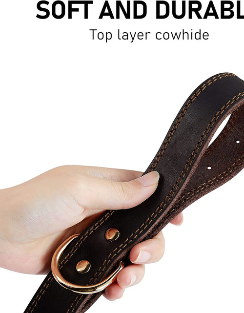 Load image into Gallery viewer, Dog Collar, Genuine Leather Dog Collar, Heavy Duty Dog Collar, Wide Dog Collar for Small Dog, Medium Dog, Large Dog and Extra Large Dog (M: 1" Wide for 15.2"-19.2" Neck, Dual Stitch - Brown)
