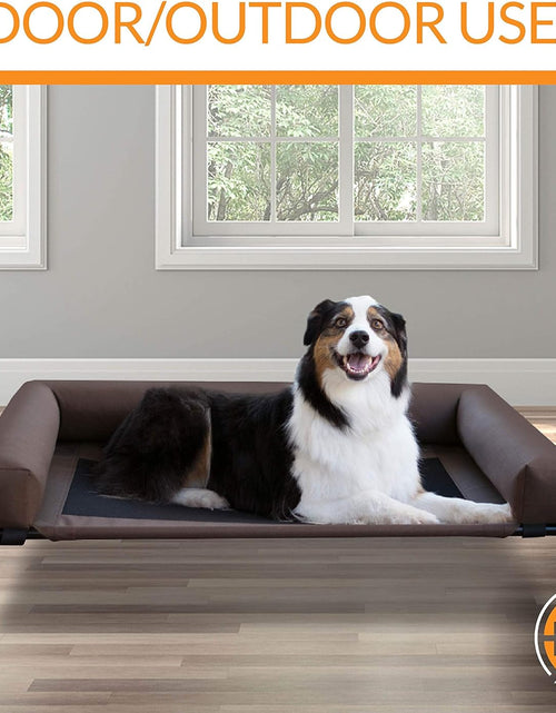 Load image into Gallery viewer, Original Bolster Pet Cot Outdoor Elevated Dog Bed with Removable Bolsters - Chocolate/Black Mesh
